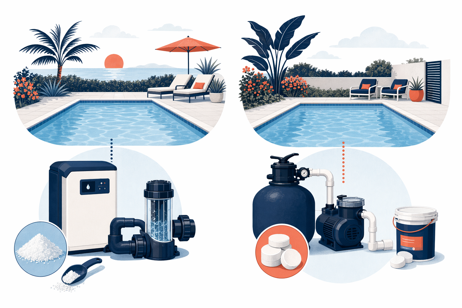 Illustration for Salt vs chlorine pools